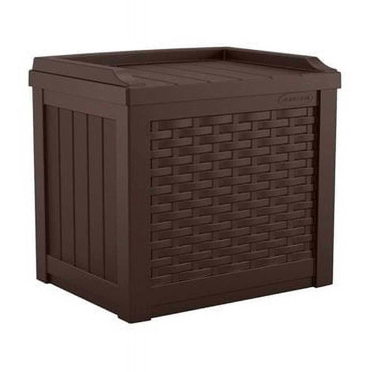 Java Brown Resin Wicker 22 Gallon Deck Box with Seat