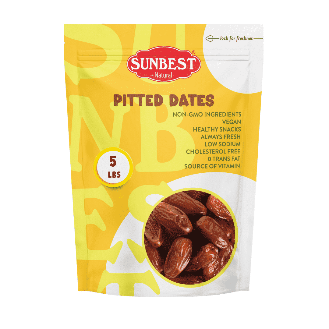 Sunbest Natural Sun-Dried Pitted Deglet Noor Dates, 5 Pound Bulk Bag (80 oz)