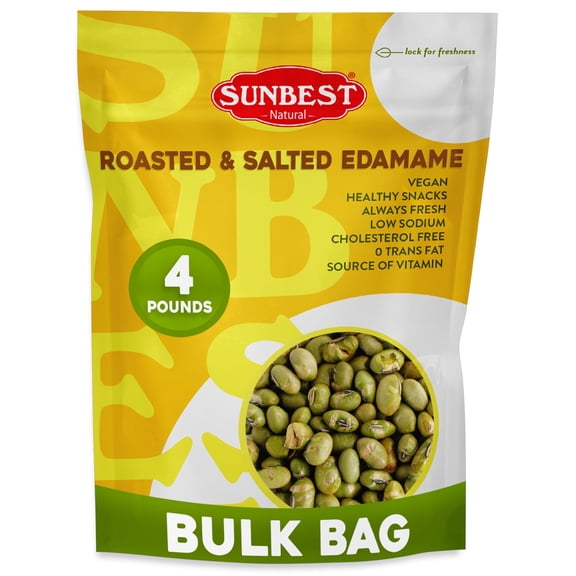 Dry Roasted Edamame with Sea Salt  4 Pound Bulk Bag by Sunbest Natural  Lightly Salted, Protein-Packed & Gluten-Free  Kosher, Vegan, Keto, Paleo