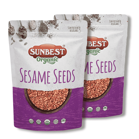 Organic Brown Sesame Seeds 2 Pack (16oz ea) by Sunbest Organic USDA Organic Seeds