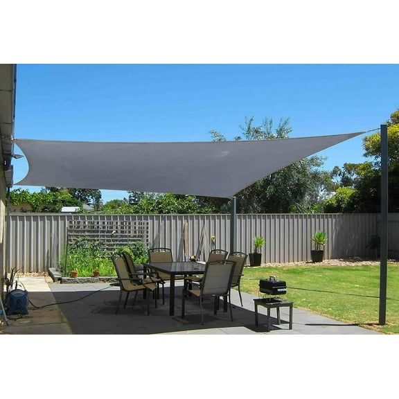 Sunbley 16' x 26' Rectangle Sun Shade Sail Canopy UV Block Sunshade Cover for Backyard Garden Outdoor Grey Color