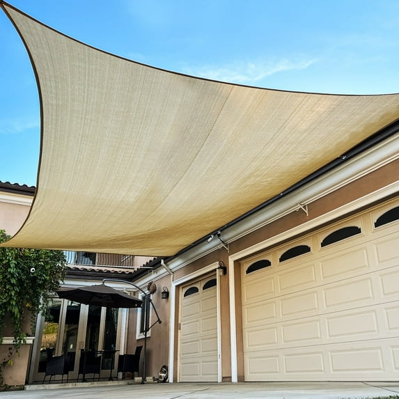 Sunbley 18 x 26' Rectangle Sun Shade Sail Canopy UV Block Sunshade Cover for Backyard Garden Outdoor Sand Color