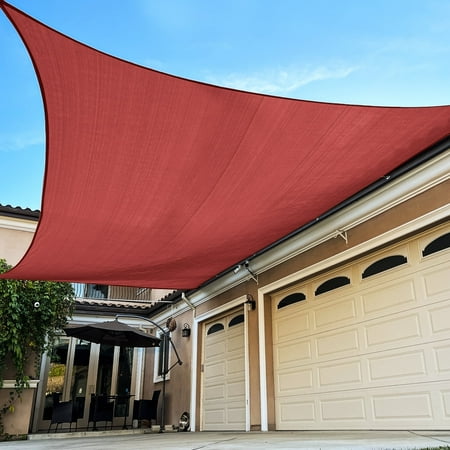 Sunbley 6' x 8' Rectangle Sun Shade Sail Canopy UV Block Sunshade Cover for Backyard Garden Outdoor Red Color