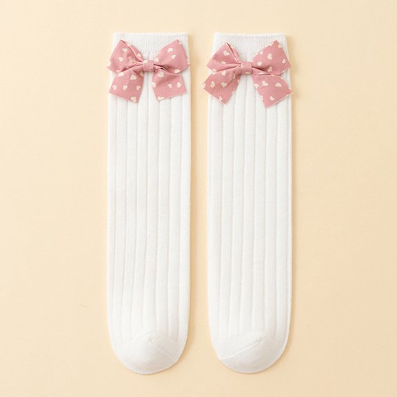 Sunbona Baby Socks For And Toddlers Knee High Straight Tube No Heel Winter Warm Soft Comfortable Non Breathable Cute Bowknot Design