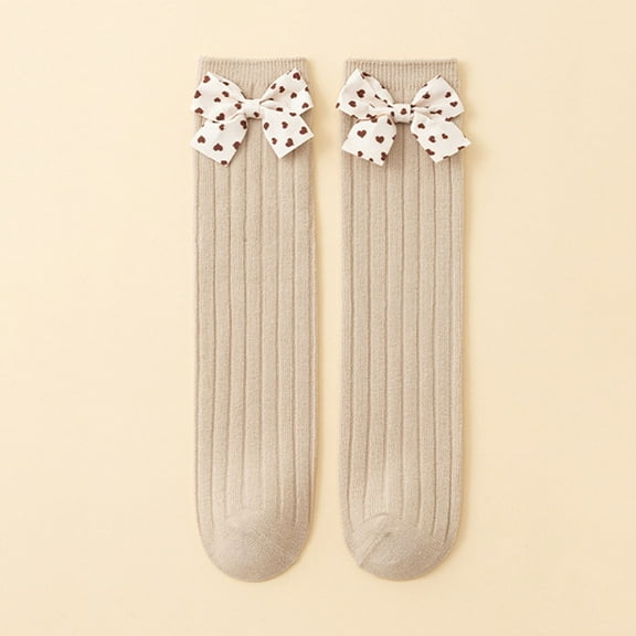 Sunbona Baby Socks For And Toddlers Knee High Straight Tube No Heel Winter Warm Soft Comfortable Non Breathable Cute Bowknot Design