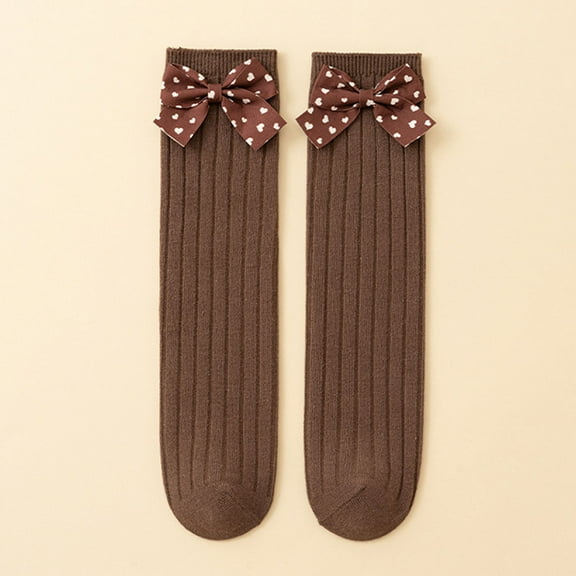 Sunbona Baby Socks For And Toddlers Knee High Straight Tube No Heel Winter Warm Soft Comfortable Non Breathable Cute Bowknot Design