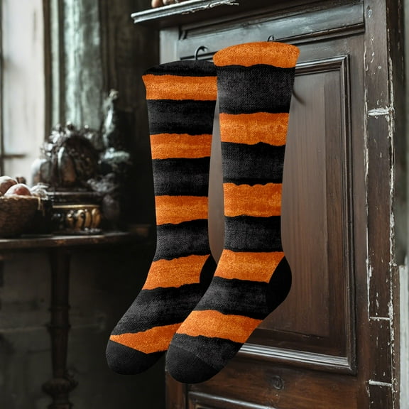 Sunbona Halloween Stockings Long Socks For Home And Casual Use Festive Prints For Every Season Ideal For Parties Gatherings And Seasonal Celebrations