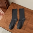 thumbnail image 1 of Sunbona Women's Stacked Socks Mid Calf Double Needle Knit Solid Color Casual Fashion Retro Korean Japanese Style Socks For Daily Wear, 1 of 3