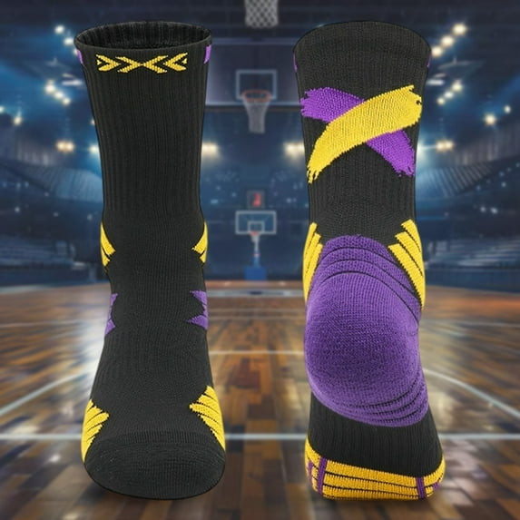 Sunbona Youth High Top Basketball Socks For Kids Athletic Crew Socks With Arch Support And Cushioned Sole For Sports
