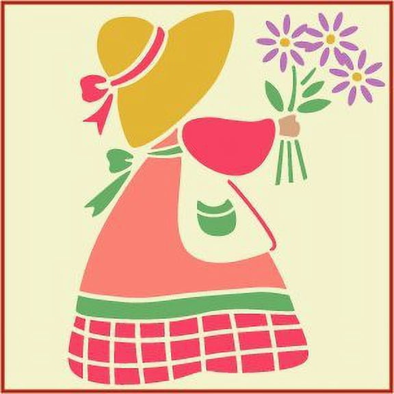 Sunbonnet Sue 1 Stencil - Children Kids Drawing Sidewalk Chalk Washable Plastic Fun Art DIY Template Reusable Laser Cut Mylar Template for Painting Home Decor DIY Crafts - The Artful Stencil