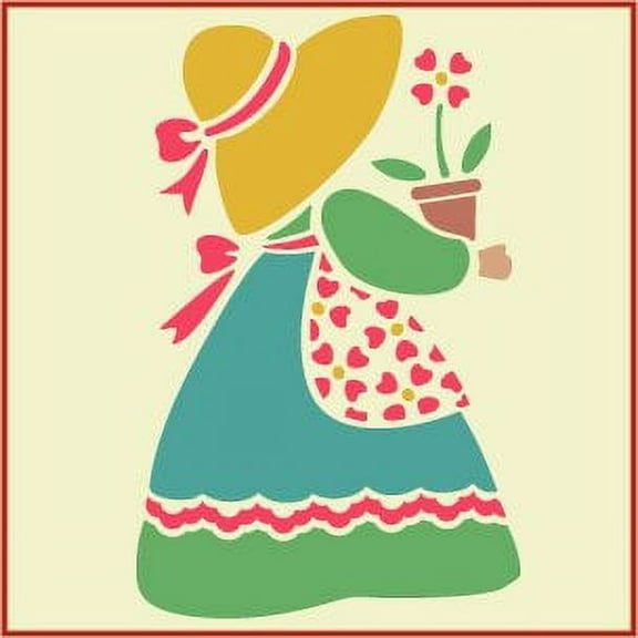 Sunbonnet Sue 4 Stencil - Children Kids Drawing Sidewalk Chalk Washable Plastic Fun Art DIY Template Reusable Laser Cut Mylar Template for Painting Home Decor DIY Crafts - The Artful Stencil