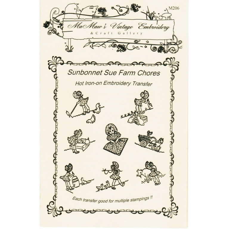 Sunbonnet Sue Farm Chores Hot Iron Embroidery Transfers by MaMaw's