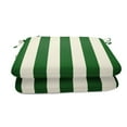 thumbnail image 1 of Casual Cushion Stripe Sunbrella® Fabric 2-Piece Indoor/Outdoor Seat Pad Cushion, 18"W x 18"L, Maxim Forest Green, 1 of 7