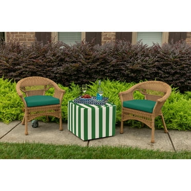 Sunbrella  Solid &reg; Fabric 1-Piece Indoor/Outdoor Wicker Seat Pad, 18"W x 18"L, Canvas Navy Canvas Forest Green
