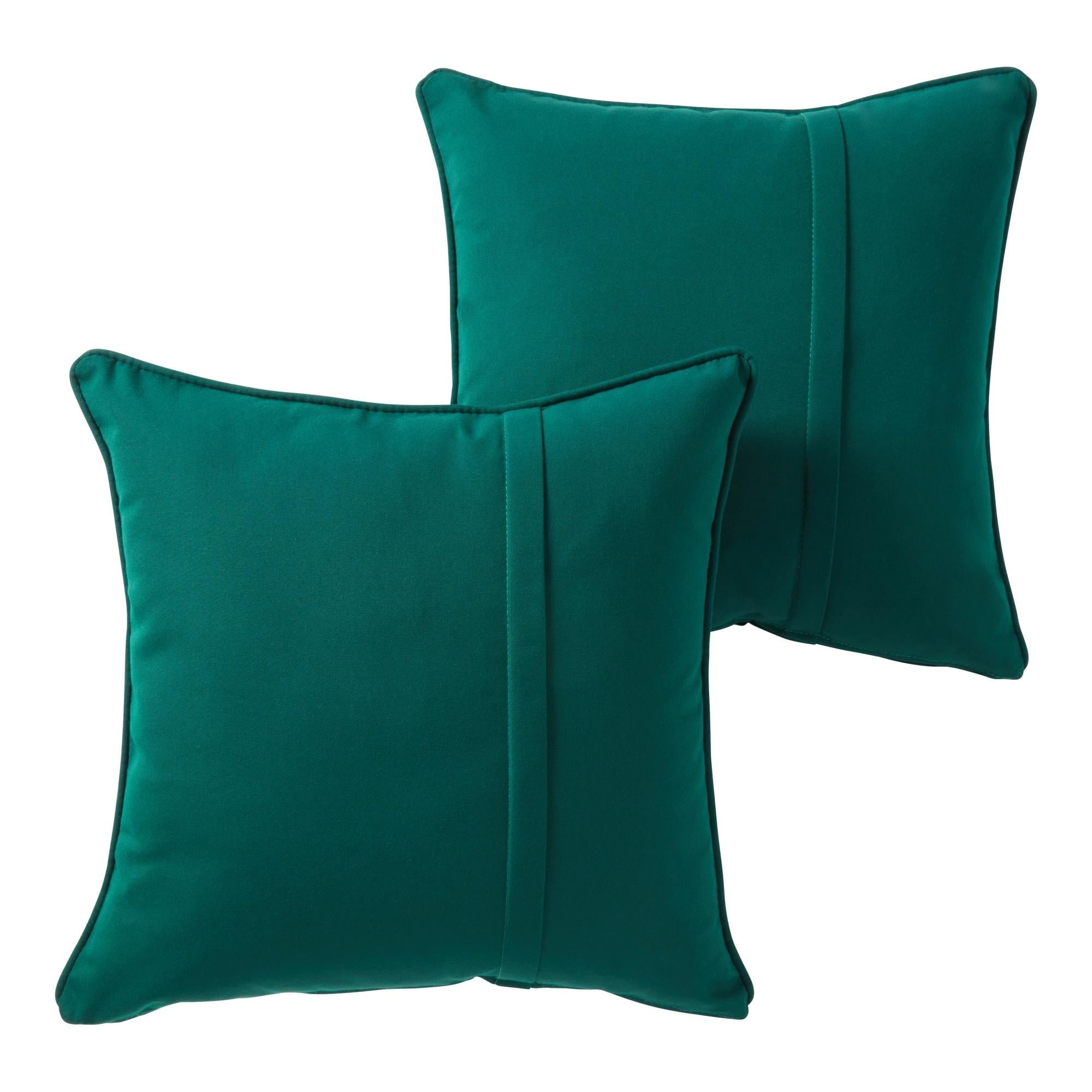Forest Green Sunbrella Fabric Outdoor Square Throw Pillows (Set of 2)