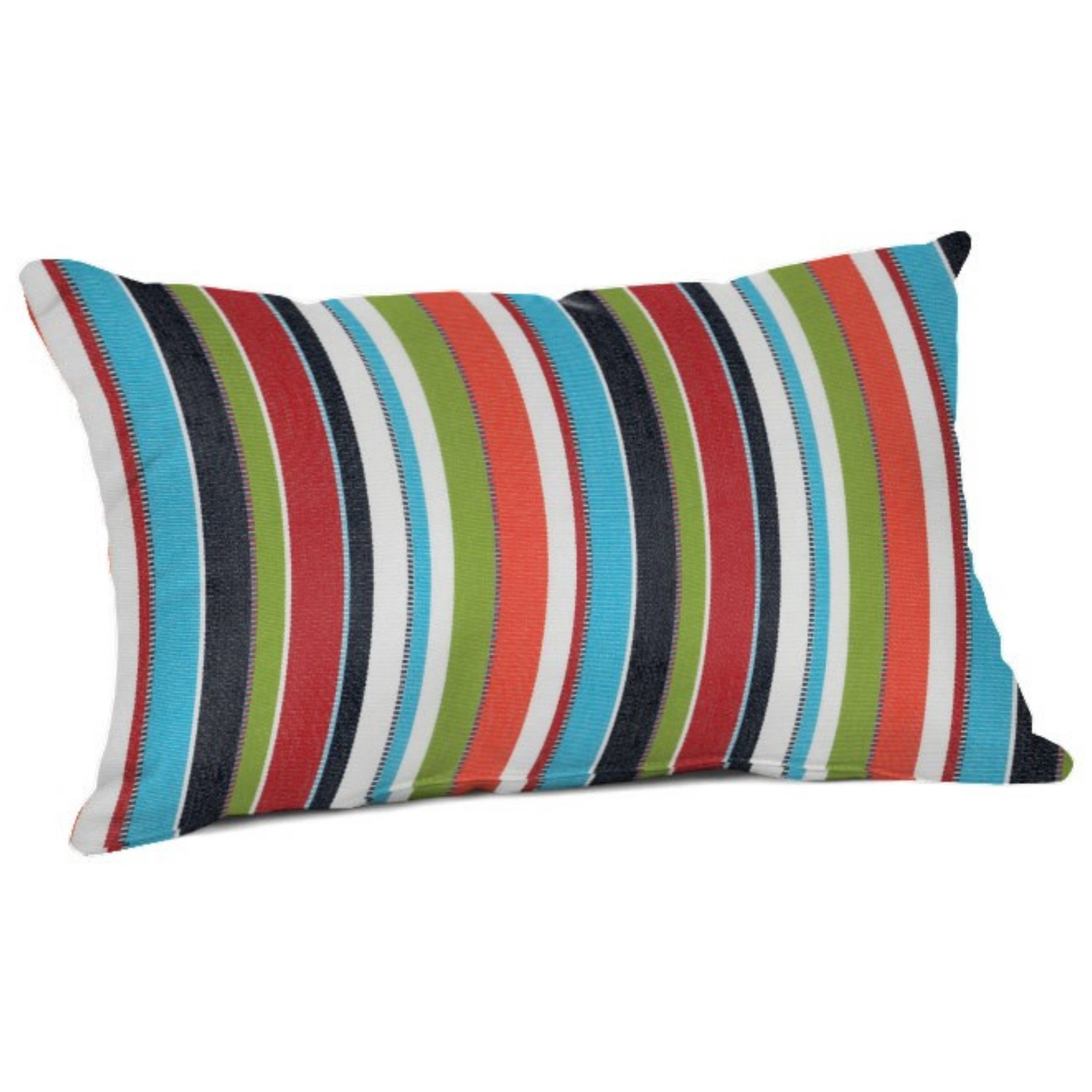 Casual Cushion Outdoor Lumbar Pillow, Striped Sunbrella Fade-Resistant for Patio Furniture & Porch Swings, 19"W x 12"L, 6" thick, Reversible, Carousel Confetti