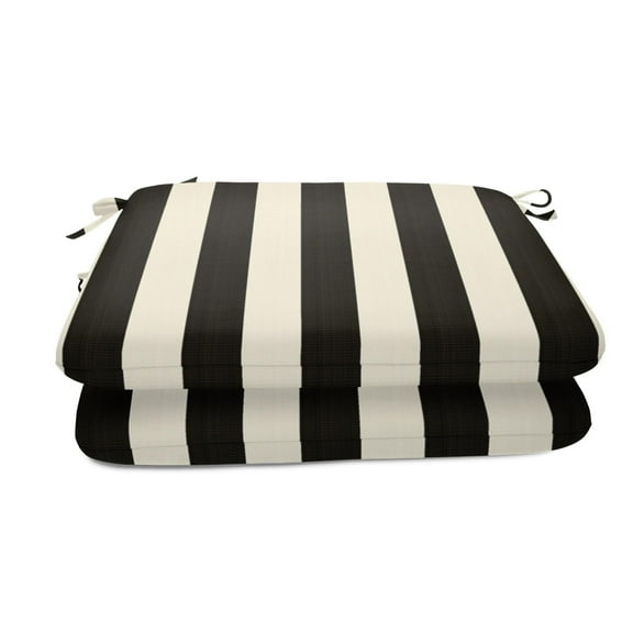Casual Cushion Stripe Sunbrella® Fabric 2-Piece Indoor/Outdoor Seat Pad Cushion, 20"W x 18"L, Maxim Classic