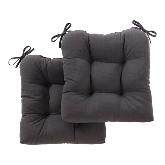 Sunbrella 20 x 20 in. Outdoor Tufted Dining Seat Cushion (2-Pack), Canvas Coal