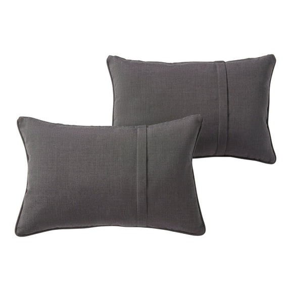 Sunbrella 21 x 14 in. Rectangle Outdoor Throw Pillow (2-Pack) - Canvas Coal