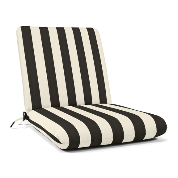 Casual Cushion Outdoor Club Chair Cushion, Striped Sunbrella Fade-Resistant for Patio Club Chairs & Deep-Seat Loungers 22"W x 22"D, 3.5" thick; Back 22"W x 22"H, 3.5" thick, Reversible, Maxim Classic