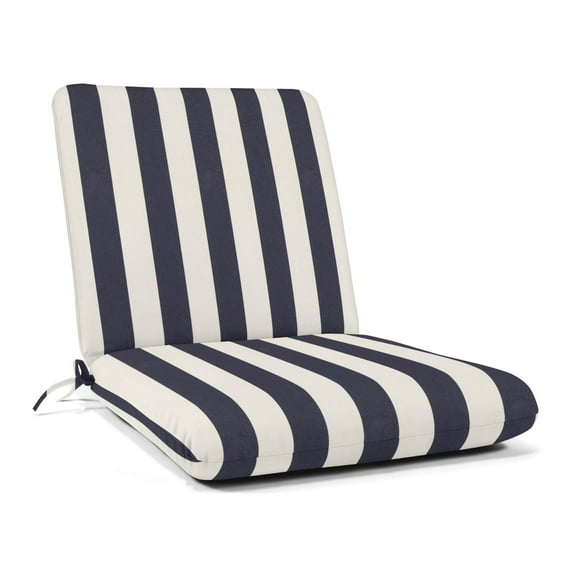 Casual Cushion Stripe Sunbrella® Fabric 1-Piece Indoor/Outdoor Club Chair Cushion, 22"W x 44"L, Maxim Navy
