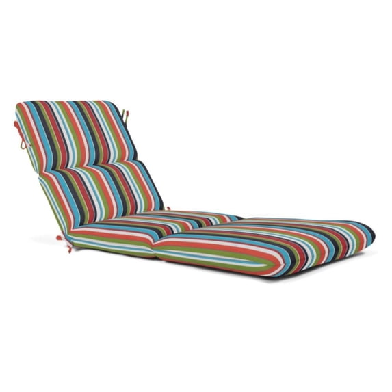 Casual Cushion Outdoor Chaise Lounge Cushion, Striped Sunbrella Fade-Resistant 22.5"W x 74"L, 3.5" thick; Back 22.5"W x 28"L, 3.5" thick, Carousel Confetti