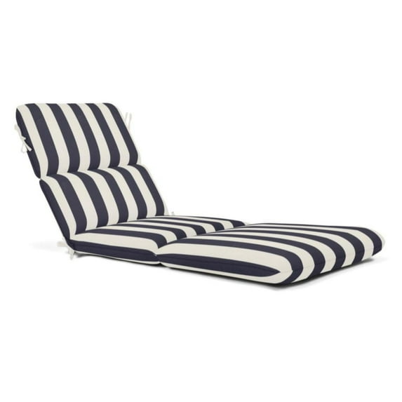 Casual Cushion Stripe Sunbrella® Fabric 1-Piece Outdoor Chaise Cushion, 22.5"W x 74"L, Maxim Navy