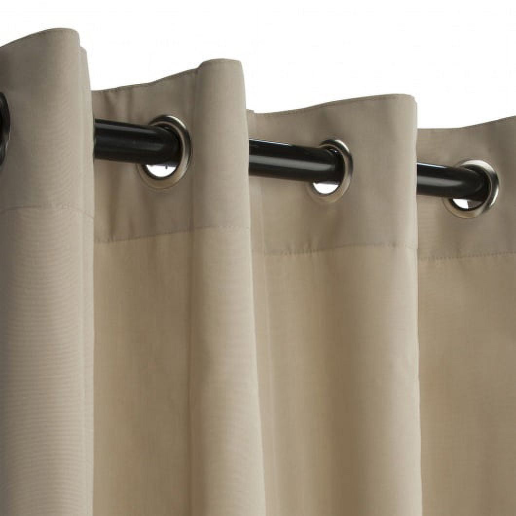 Sunbrella Canvas Antique Beige Outdoor Curtain with Nickel Plated Grommets 50 in. x 84 in.