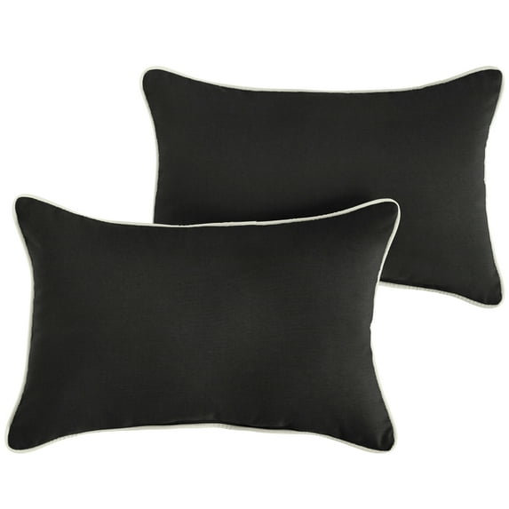 Sunbrella Canvas Black/ Canvas Natural Indoor/ Outdoor Pillows (Set) 14 in x 24 in