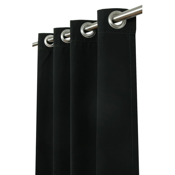 Sunbrella Canvas Black Indoor/Outdoor Curtain Panel by Sweet Summer Living, 50" x 84" with Stainless Steel Grommets