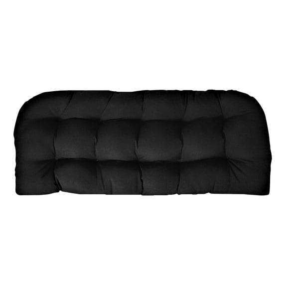 Sunbrella Canvas Black Love Seat Cushion - Indoor / Outdoor 1 Tufted Wicker Loveseat Settee Cushion