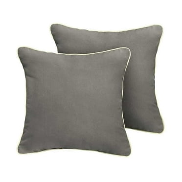 Sunbrella  Canvas Charcoal/ Canvas Natural  Indoor/ Outdoor Pillow Set 22 in x 22 in