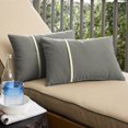 thumbnail image 1 of Humble and Haute Humble + Haute Sunbrella Canvas Charcoal and Canvas Natural Small Flange Indoor/ Outdoor Lumbar Pillow, Set of 2, 1 of 5