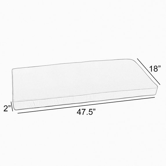 Sunbrella  Canvas Ivory Indoor/ Outdoor Bench Cushion 37" to 48", Corded White 47.5 in w x 18 in d