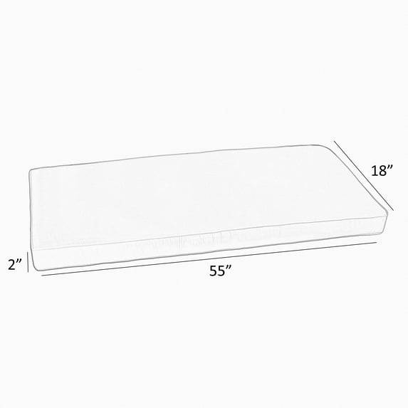 Sunbrella  Canvas Ivory Indoor/Outdoor Bench Cushion 55" to 60", Corded 55 in w x 18 in d