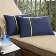 thumbnail image 1 of Sunbrella  Canvas Navy with Macaw Green Piping Detail Indoor/Outdoor Lumbar Pillow (Set of 2) Blue 13 in h x 20 in w, 1 of 5