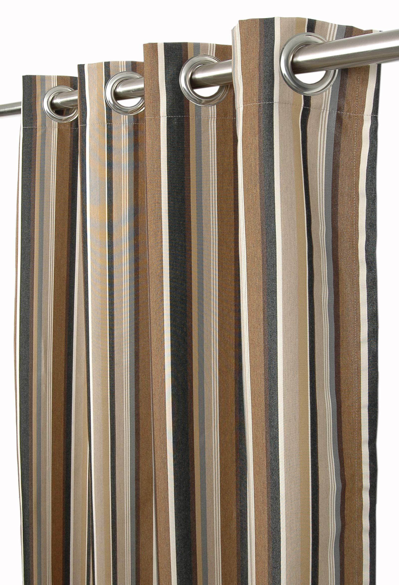 Sunbrella Capitol Espresso Indoor/Outdoor Curtain Panel by Sweet Summer Living, 50" x 108" with Stainless Steel Grommets