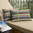 thumbnail image 1 of Sunbrella  Carousel Confetti Stripe Indoor/Outdoor Lumbar Pillow (Set of 2) 12 in h x 24 in w, 1 of 5