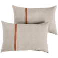 thumbnail image 1 of Sunbrella  Cast Silver with Rust Piping Detail Indoor/Outdoor Lumbar Pillow (Set of 2) 12 in h x 24 in w, 1 of 5