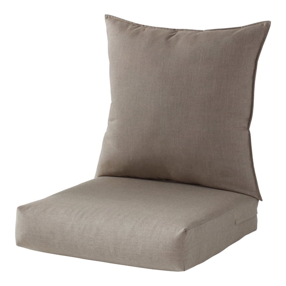 Sunbrella Fabric Cast Shale 2-Piece Reversible Outdoor Deep Seat Cushion Set