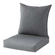 Sunbrella Fabric Cast Slate 2-Piece Reversible Outdoor Deep Seat Cushion Set
