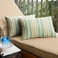 thumbnail image 1 of Sunbrella  Gavin Mist Stripe Indoor/Outdoor Knife Edge Pillow (Set of 2) Green 13 in L x 20 in W, 1 of 5