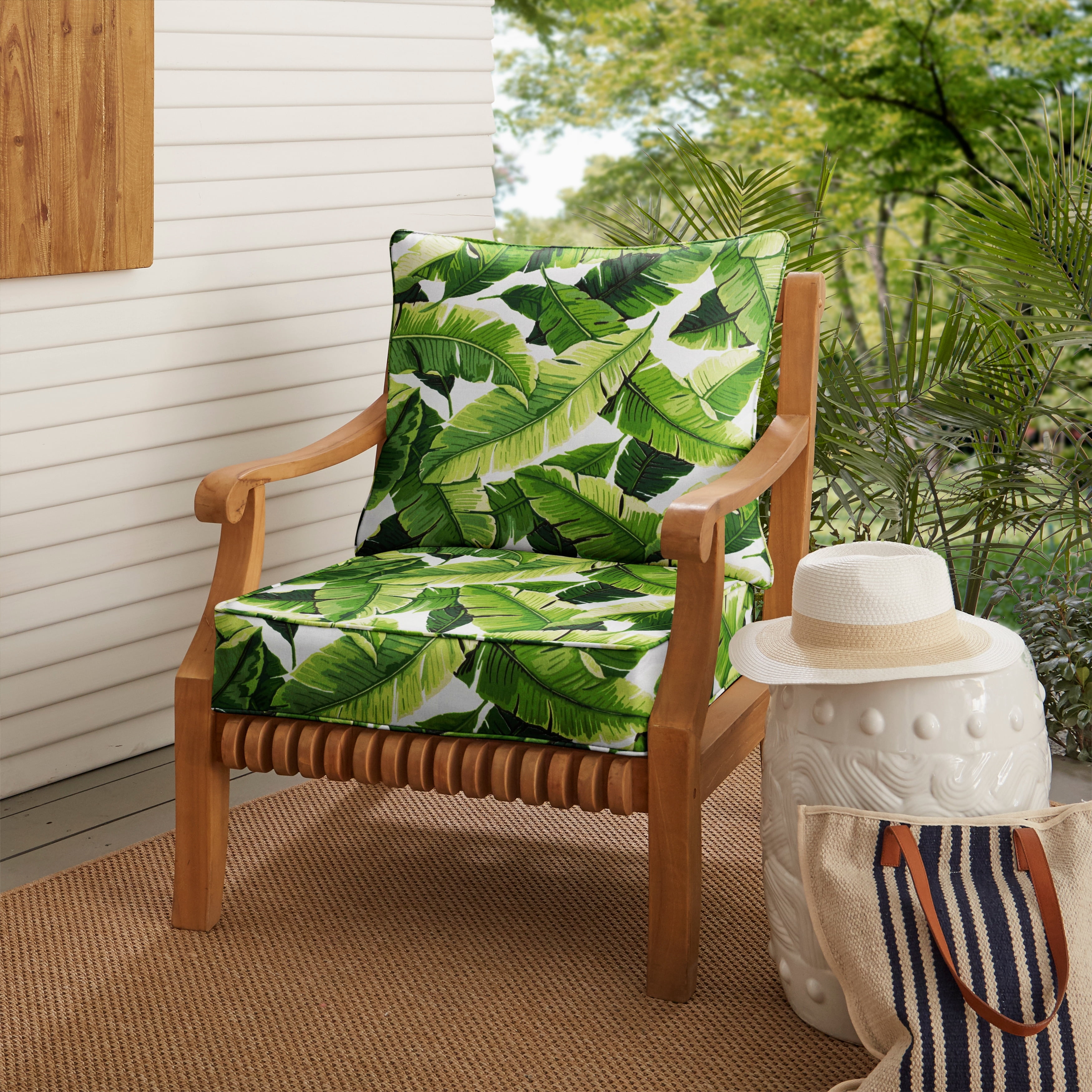 Sunbrella Green Indoor/ Outdoor Deep Seating Pillow and Cushion