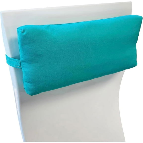 Sunbrella Headrest/Lumbar Pillow for Ledge Chaises, Loungers, and Pool Chairs, Ideal for Outdoor and Patio Furniture, 18” x 8” x 3", Aruba/Turquoise