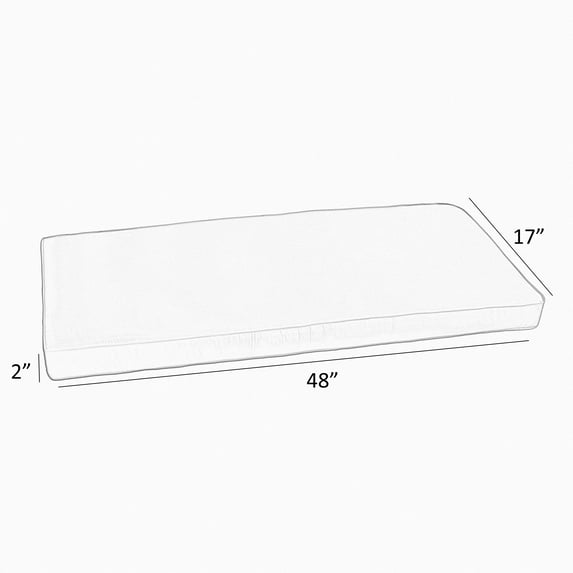 Sunbrella Indigo Blue with Ivory Indoor/ Outdoor Bench Cushion 37" to 48", Corded