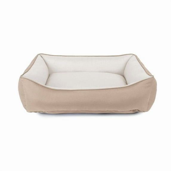 Sunbrella Indoor/Outdoor Reversible Double Sided, Cuddler Dog Bed with Bumper 30x40 - Sand/Eggshell