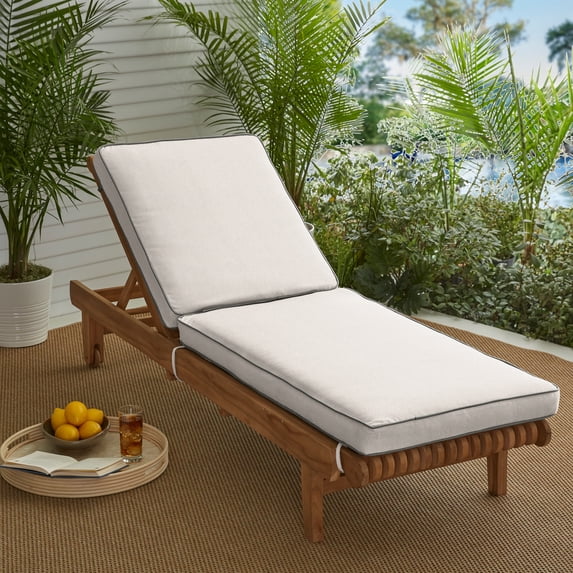 Sunbrella Kokomo Hinged Sunlounger Cushion with Fabric Natural with Charcoal