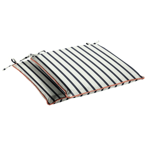 Sunbrella Lido Indigo Indoor/ Outdoor Chair Pad Set (Set of 2) Sunbrella Lido Indigo / Cast Coral 19 in x 19 in