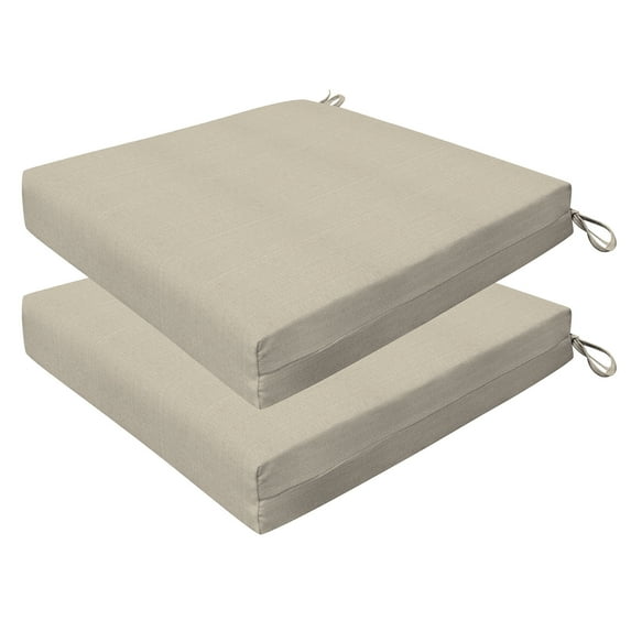 Sunbrella Linen Antique Beige Premium Dining Seat Cushion (2-Pack)