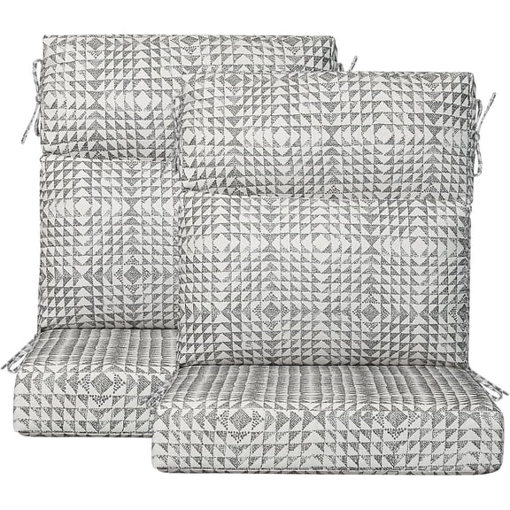 Sunbrella Outdoor Patio Chair Cushions 44x21x3.5 inch, Set of 2 Thicken Comfy Cushions for Rocker Non Slip Fade Shield Water Repellent High with Ties, Runa Classic